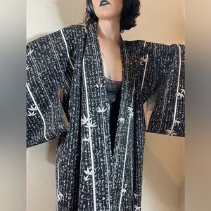 The matrix cyber code kanji Japanese kimono true vintage bamboo shoots Y2K cyber